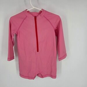 Primary Kids Pink Long Sleeve Rash Guard One-Piece Swimsuit 12-18 Months
